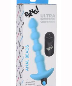 Bang! Vibrating Silicone Rechargeable Anal Beads with Remote Control - Blue