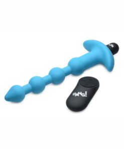 Bang! Vibrating Silicone Rechargeable Anal Beads with Remote Control - Blue