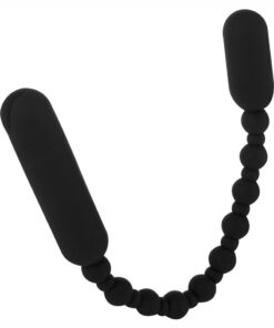 PowerBullet Rechargeable Silicone Booty Beads 10in - Black