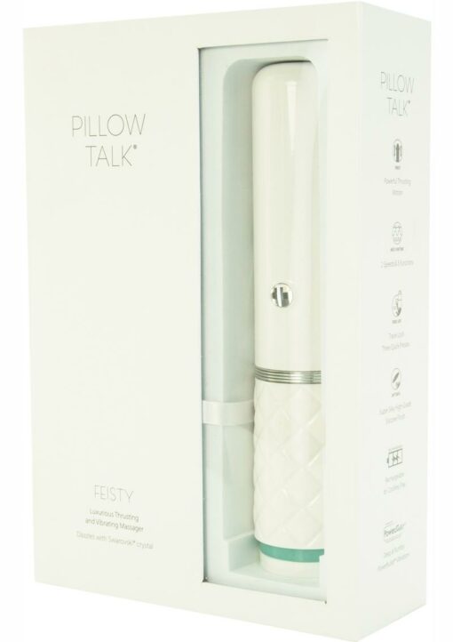 Pillow Talk Feisty Silicone Thrusting and Vibrating Massager - Teal