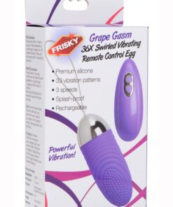 Frisky Grape Gasm Vibrating Rechargeable Silicone Egg with Remote Control - Purple