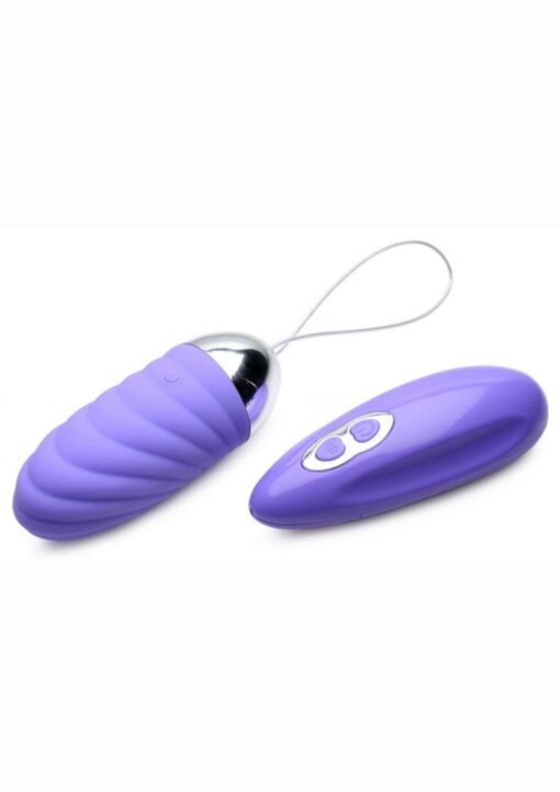 Frisky Grape Gasm Vibrating Rechargeable Silicone Egg with Remote Control - Purple