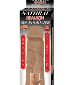 Natural Realskin Vibrating Penis Xtender - Chocolate