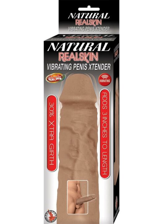 Natural Realskin Vibrating Penis Xtender - Chocolate