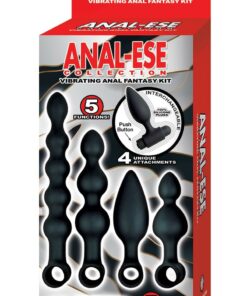 Anal-Ese Collection Silicone Rechargeable Vibrating Anal Fantasy Kit (Set of 5) - Black
