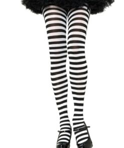 Leg Avenue Striped Tights - Plus Size - Black/White
