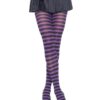 Leg Avenue Striped Tights - Plus Size - Black/Purple