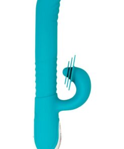 Show Stopper Rechargeable Silicone Dual Vibrator with Clitoral Stimulator - Teal