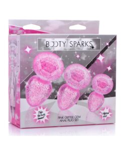 Booty Sparks Glitter Gem Anal Plug Set 3pc - S/M/L - Pink