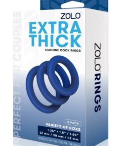 ZOLO Extra Thick Silicone Cock Ring (3 pack) - Navy
