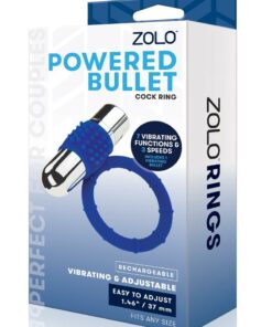 ZOLO Rechargeable Vibrating Silicone Cock Ring - Navy/Silver