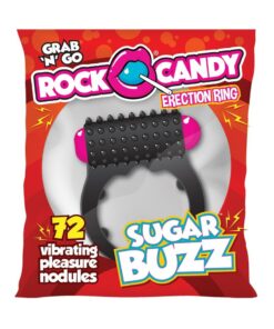 Rock Candy Sugar Buzz Vibrating Cock Ring - Black