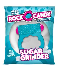 Rock Candy Sugar Grinder Vibrating Cock Ring - Blue