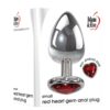 Adam and Eve Heart Gem Anal Plug Small - Silver/Red