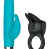 The Rabbit Company The Mini Rabbit and Rabbit Love Ring Silicone Rechargeable Couple`s Playtime Set - Blue/Black