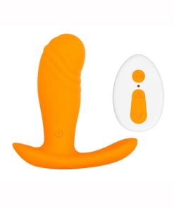 Creamsicle Silicone Rechargeable Wearable Vibrator with Remote Control - Orange/White