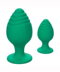 Cheeky Silicone Textured Anal Plugs Large/Small (Set of 2) - Green
