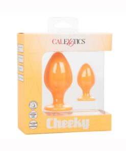 Cheeky Silicone Textured Anal Plugs Large/Small (Set of 2) - Orange