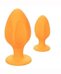 Cheeky Silicone Textured Anal Plugs Large/Small (Set of 2) - Orange