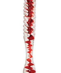 Adam and Eve Eve`s Sweetheart Swirl Glass Dildo 8.9in - Clear/Red