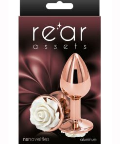 Rear Assets Rose Aluminum Anal Plug - Small - White/Rose Gold
