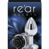 Rear Assets Rose Aluminum Anal Plug - Small - Black/Silver