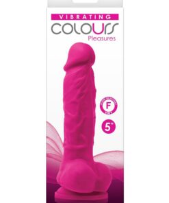 Colours Pleasures Silicone Vibrating Dildo with Balls 5in - Pink
