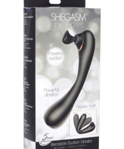 Inmi Shegasm 7X Pose Silicone Rechargeable Suction Vibrator - Black/Gold