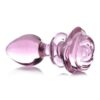 Booty Sparks Pink Rose Glass Anal Plug - Large - Pink