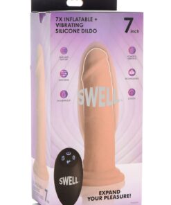 Swell 7X Inflatable and Vibrating Silicone Rechargeable Dildo with Remote Control 7in - Vanilla