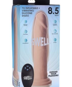 Swell 7X Inflatable and Vibrating Silicone Rechargeable Dildo with Remote Control 8.5in - Vanilla