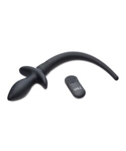 Tailz Waggerz Moving and Vibrating Silicone Rechargeable Puppy Tail with Remote Control - Black