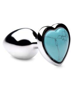 Booty Sparks Gemstones Turquoise Heart Anal Plug - Small - Blue