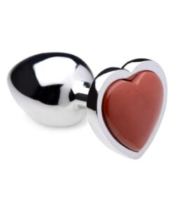 Booty Sparks Gemstones Red Jasper Heart Anal Plug - Small - Red