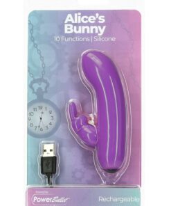 PowerBullet Alice`s Bunny Silicone Rechargeable Rabbit - Purple