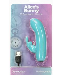 PowerBullet Alice`s Bunny Silicone Rechargeable Rabbit Vibrator- Teal