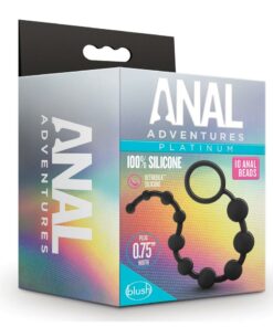 Anal Adventure Platinum Silicone 10 Anal Beads - Black