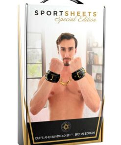 Cuffs and Blindfold Set - Special Edition -Black/Gold
