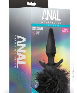 Anal Adventures Platinum Rabbit Tail Anal Plug - Black