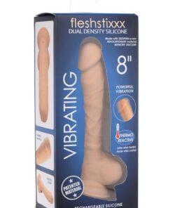Fleshstixxx Silicone Rechargeable Vibrating Dong with Balls 8in - Caramel