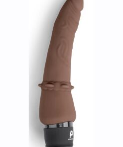 Powercocks Silicone Rechargeable Slim Anal Realistic Vibrator 7in - Chocolate