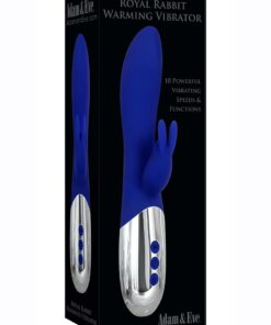 Adam and Eve Royal Rabbit Silicone Rechargeable Warming Vibrator - Blue/Silver