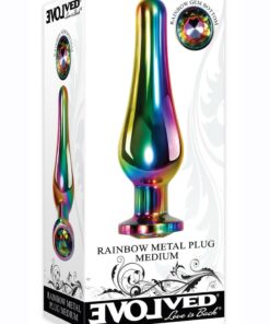 Rainbow Metal Anal Plug - Medium