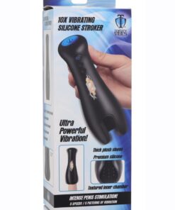 Trinity Men 10X Vibrating Silicone Rechargeable Stroker - Black