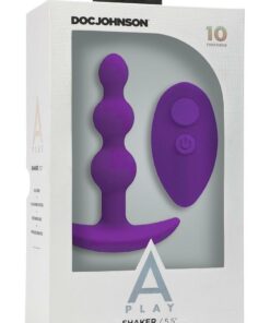 A-Play Shaker Rechargeable Silicone Beaded Anal Plug with Remote Control - Purple