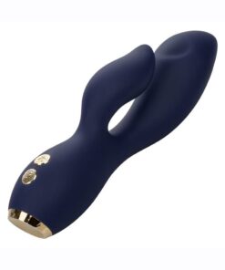 Chic Blossom Rechargeable Silicone Rabbit Vibrator - Blue