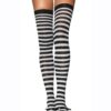 Leg Avenue Plus Size Nylon Stocking with Stripe - 1X-2X - Black/White