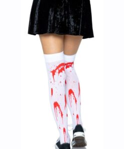 Leg Avenue Bloody Zombie Thigh High - O/S - White/Red