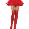 Leg Avenue Spandex Snowflake Opaque Pantyhose with Sheer Thigh Accent - O/S - Red
