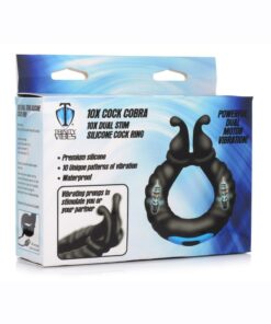 Trinity Men 10X Cock Cobra Dual Stimulating Rechargeable Silicone Cock Ring - Black